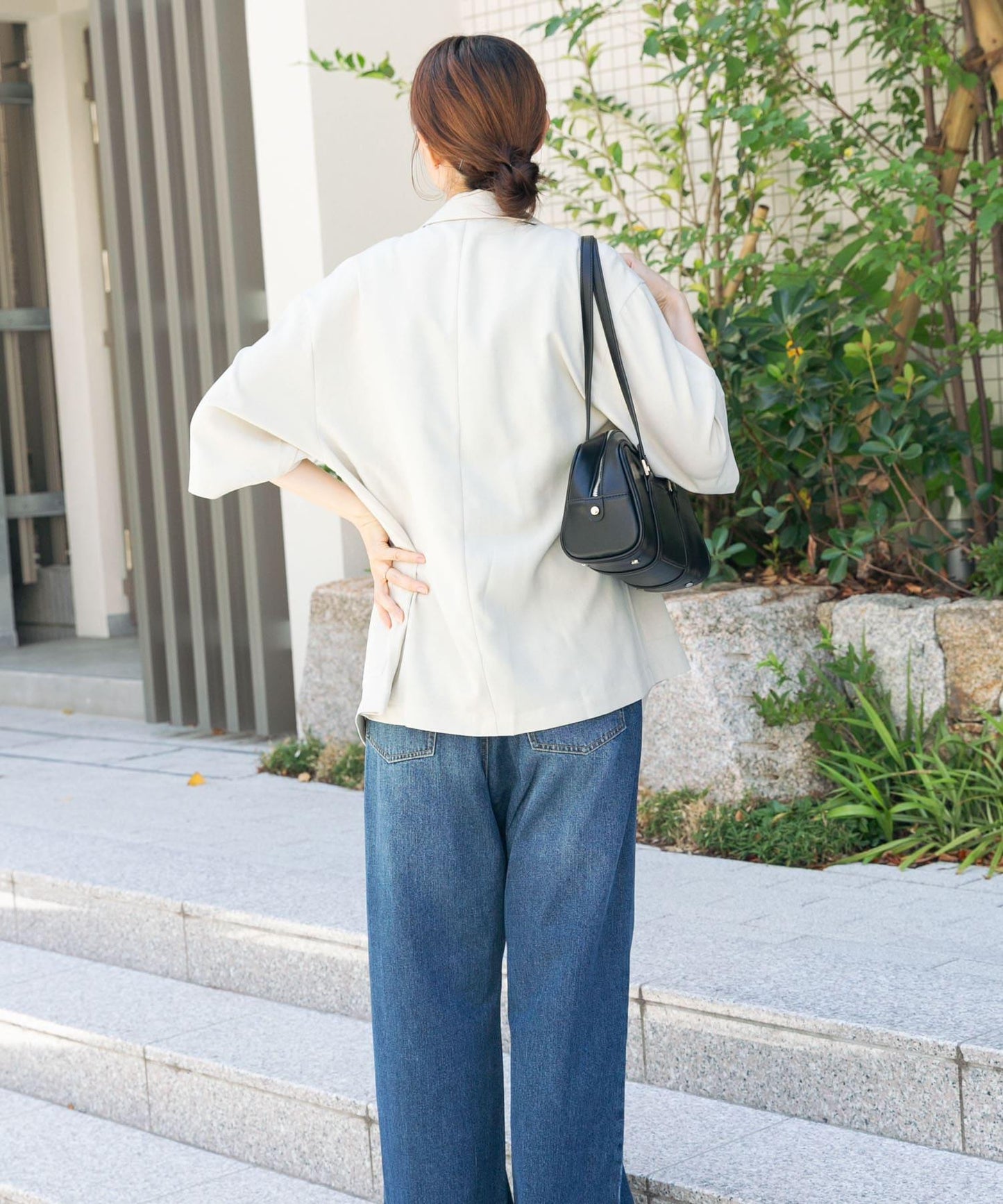 亞麻風半袖夾克