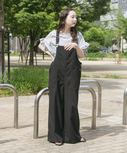 亞麻混紡揹帶褲