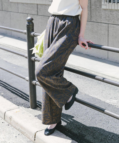 亞麻人造絲褶皺長褲