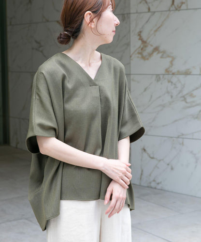 亞麻風V領套頭衫