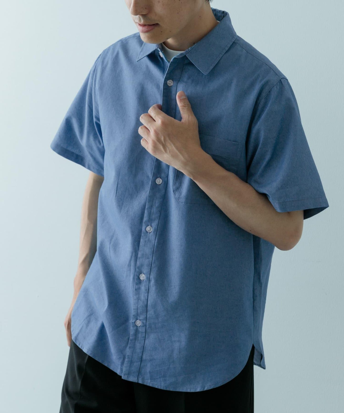 TC靛藍常規色短袖襯衫