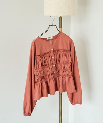 剪裁褶皺紐扣開衫