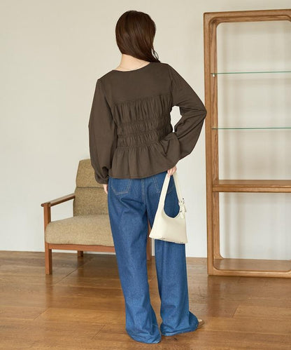 剪裁褶皺紐扣開衫