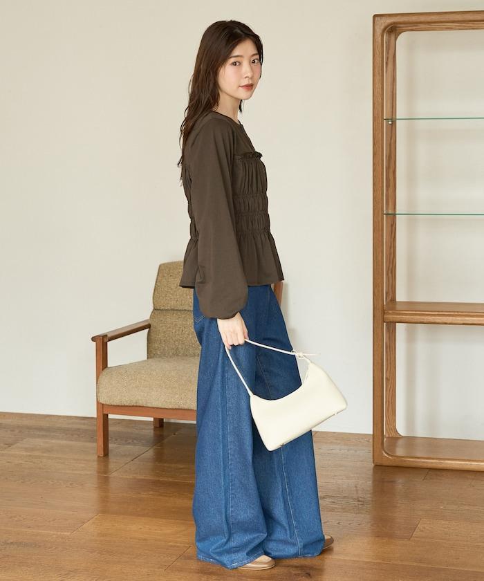 剪裁褶皺紐扣開衫