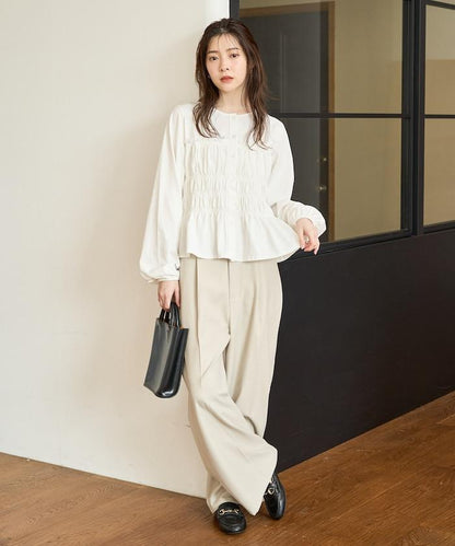 剪裁褶皺紐扣開衫