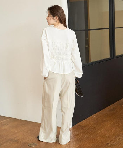 剪裁褶皺紐扣開衫