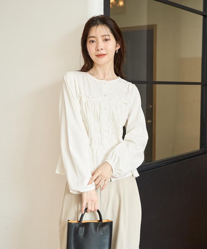 剪裁褶皺紐扣開衫