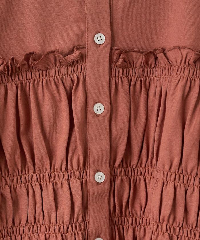 剪裁褶皺紐扣開衫