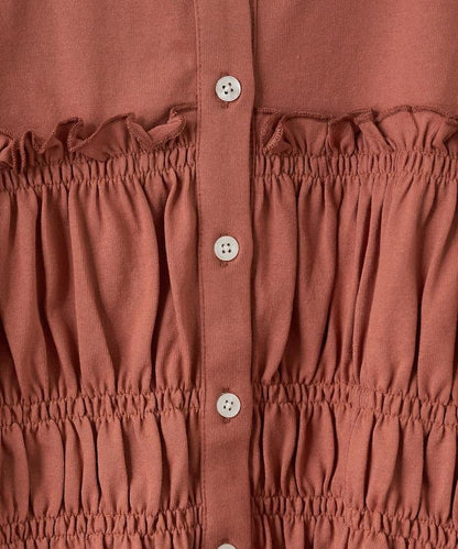 剪裁褶皺紐扣開衫