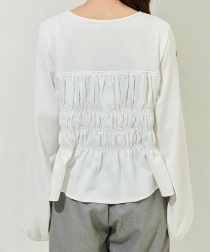 剪裁褶皺紐扣開衫