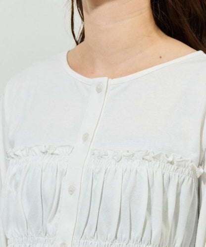 剪裁褶皺紐扣開衫