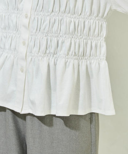 剪裁褶皺紐扣開衫