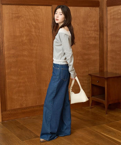 2way蕾絲長袖上衣