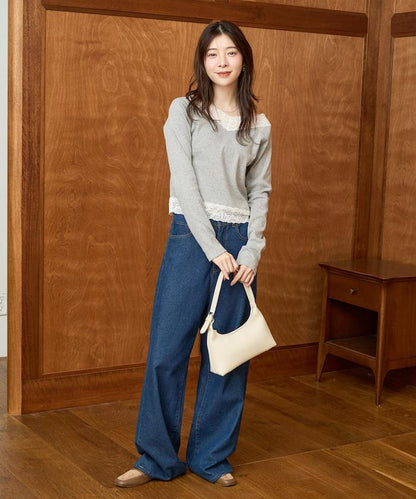 2way蕾絲長袖上衣