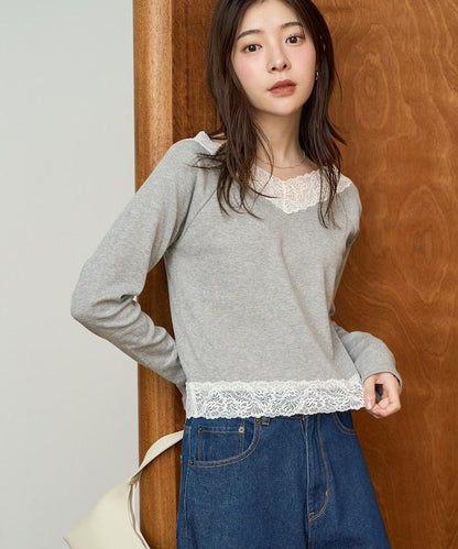 2way蕾絲長袖上衣