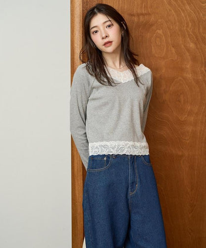 2way蕾絲長袖上衣