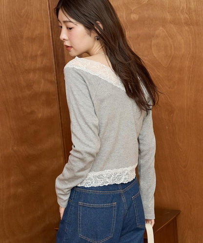 2way蕾絲長袖上衣