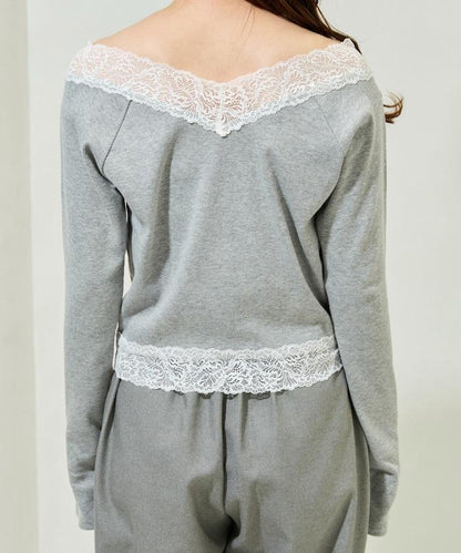 2way蕾絲長袖上衣