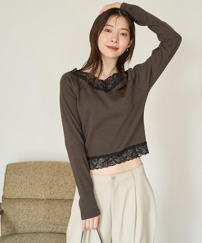 2way蕾絲長袖上衣