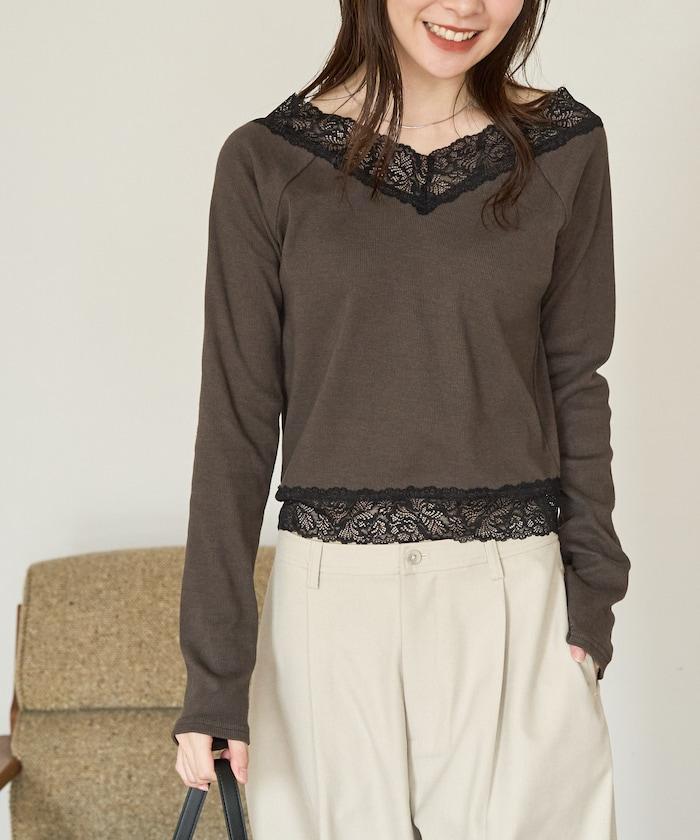 2way蕾絲長袖上衣