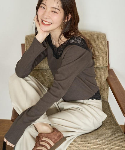 2way蕾絲長袖上衣