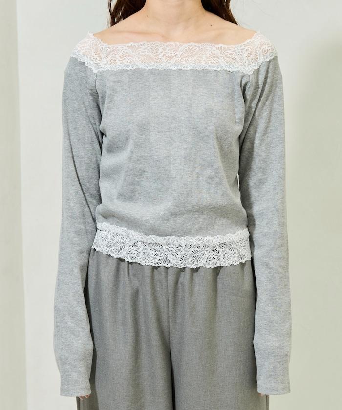 2way蕾絲長袖上衣