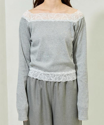 2way蕾絲長袖上衣