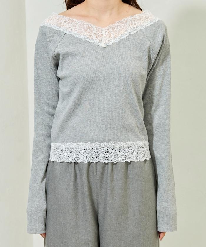 2way蕾絲長袖上衣