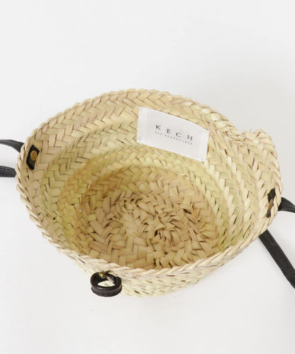 KECH Le ESSENTIELS 拉菲草皮革翻蓋迷你包
