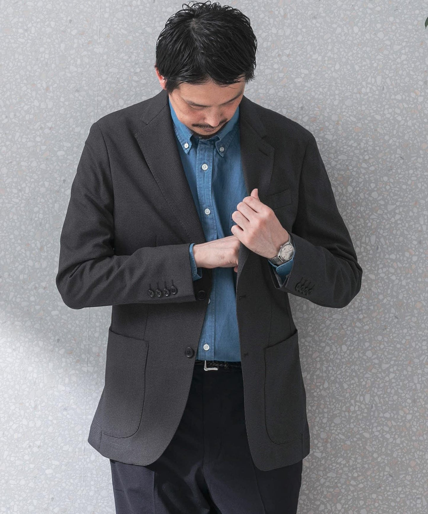 可水洗/防皺 LIFE STYLE TAILOR TRABEST格倫格紋西裝夾克