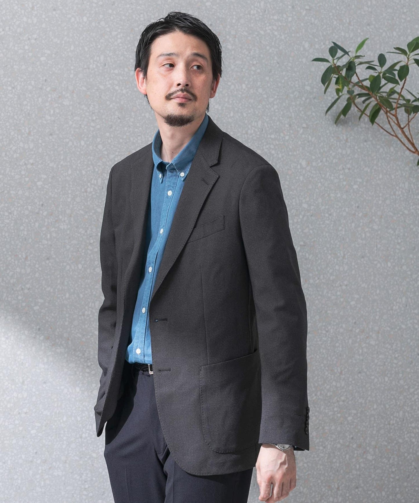 可水洗/防皺 LIFE STYLE TAILOR TRABEST格倫格紋西裝夾克