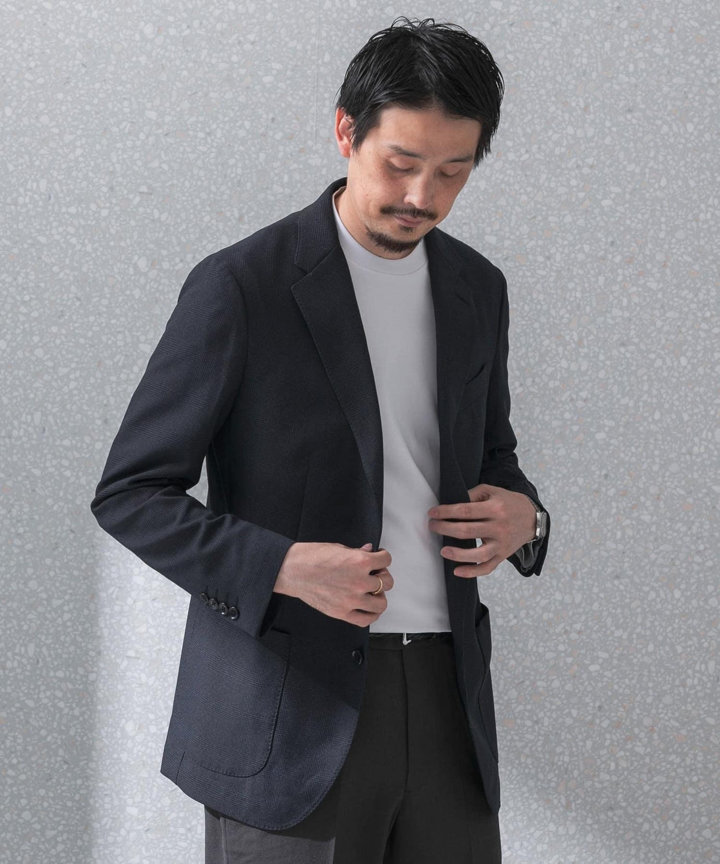 可水洗/防皺 LIFE STYLE TAILOR TRABEST格倫格紋西裝夾克