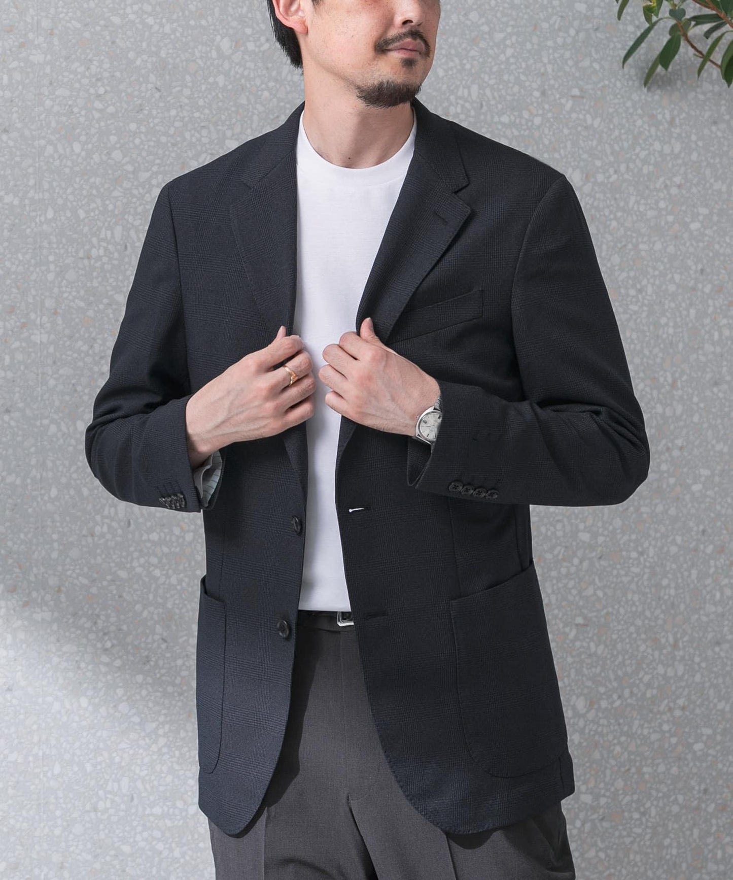 可水洗/防皺 LIFE STYLE TAILOR TRABEST格倫格紋西裝夾克