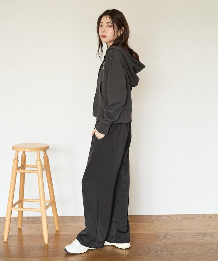標誌刺繡加絨全拉鍊連帽衛衣（可搭配套裝）