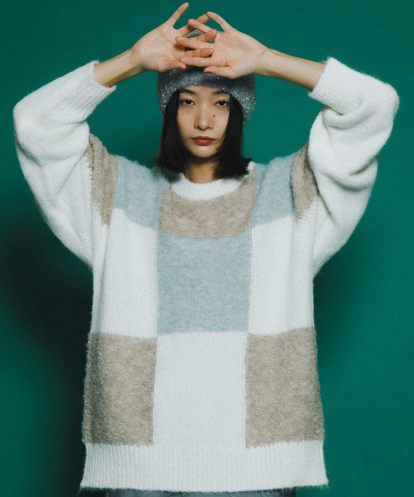格紋針織衫