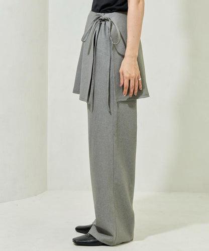 柔軟觸感斜紋裹裙一體式休閒褲（可搭配套裝）