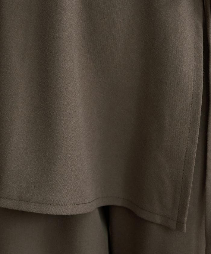 柔軟觸感斜紋裹裙一體式休閒褲（可搭配套裝）