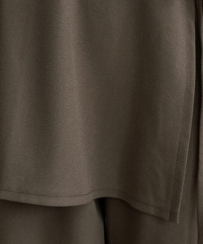 柔軟觸感斜紋裹裙一體式休閒褲（可搭配套裝）