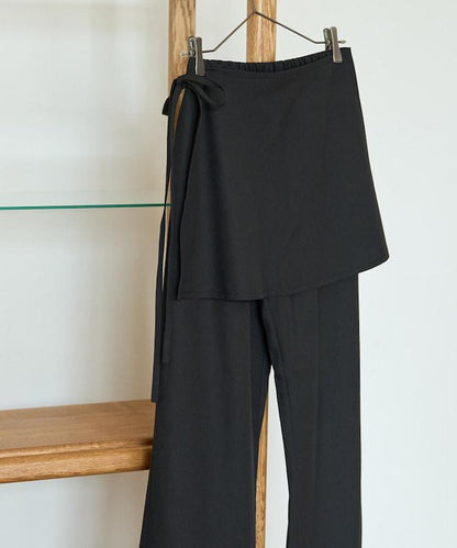 柔軟觸感斜紋裹裙一體式休閒褲（可搭配套裝）