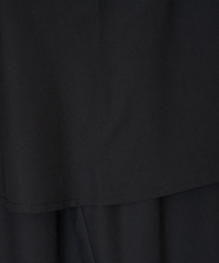 柔軟觸感斜紋裹裙一體式休閒褲（可搭配套裝）