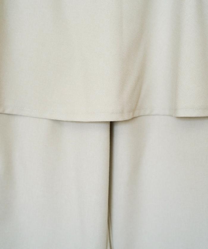 柔軟觸感斜紋裹裙一體式休閒褲（可搭配套裝）