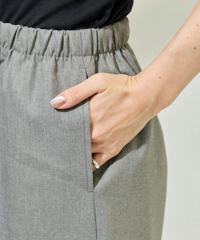 柔軟觸感斜紋裹裙一體式休閒褲（可搭配套裝）