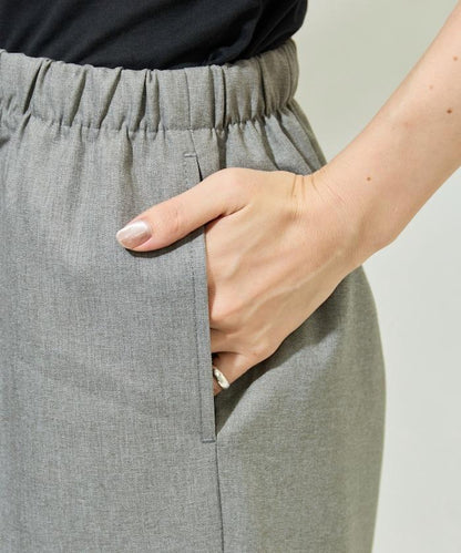 柔軟觸感斜紋裹裙一體式休閒褲（可搭配套裝）