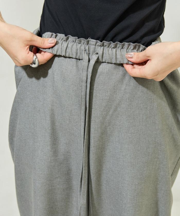 柔軟觸感斜紋裹裙一體式休閒褲（可搭配套裝）