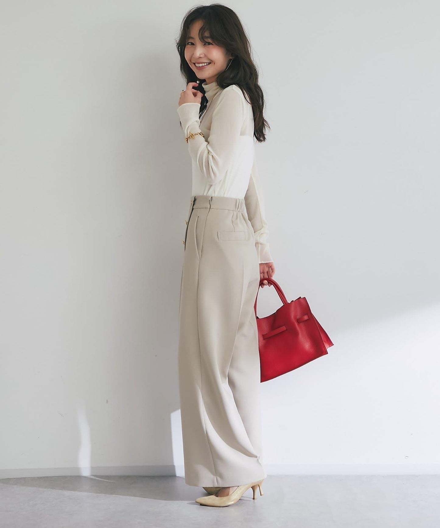 植絨網紗高領打底衫