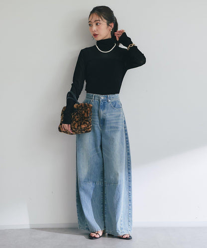 植絨網紗高領打底衫