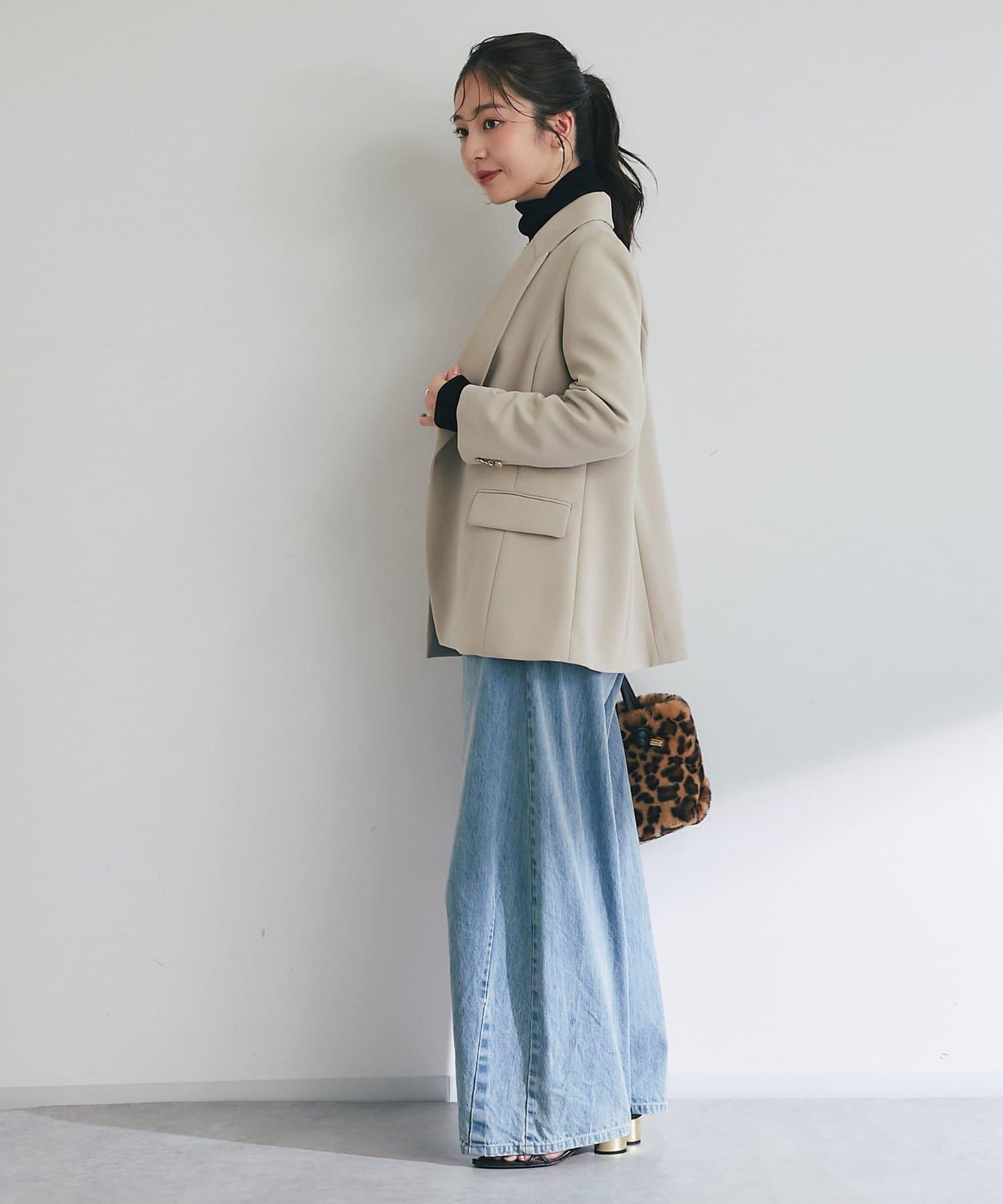 植絨網紗高領打底衫