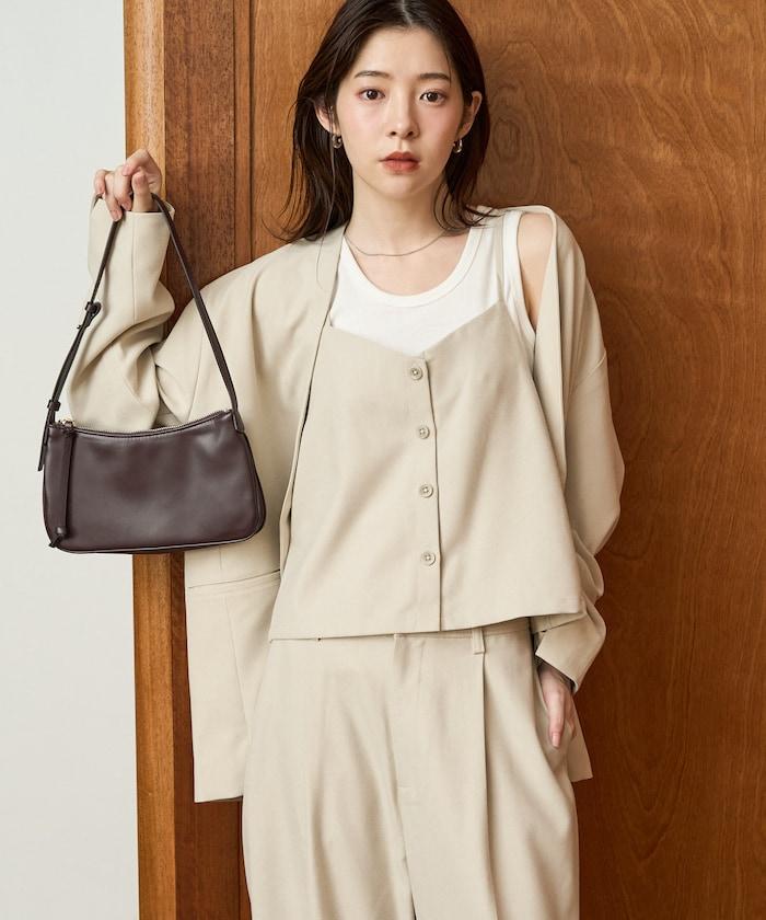 柔軟觸感斜紋吊帶背心套裝（可搭配套裝）