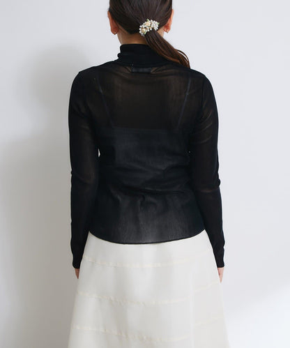 植絨網紗高領打底衫