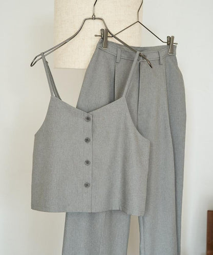 柔軟觸感斜紋吊帶背心套裝（可搭配套裝）